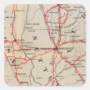 Sticker Carré Colusa, Yolo, Napa, Butte, Yuba, Sutter, Solano