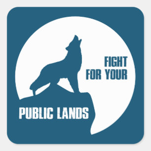 Sticker Carré Combattre Pour Votre Loup De Terres Publiques