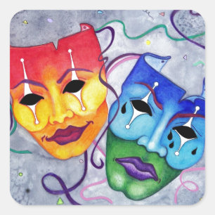 Sticker Carré Comédie et tragédie