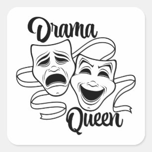 Sticker Carré Comédie Et Tragédie Théâtre Masques Drama Queen Bl
