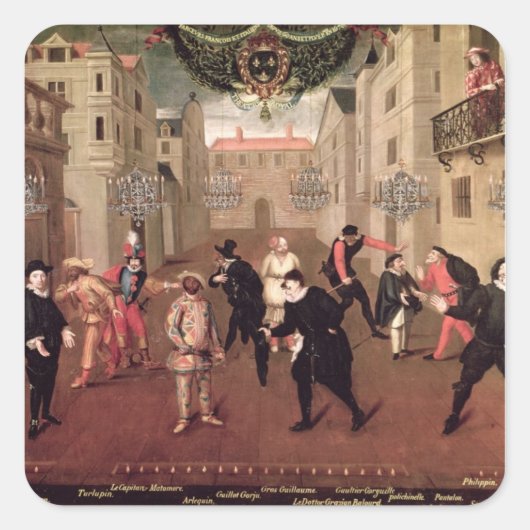 Sticker Carré Comédiens italiens et français (Devant)