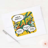 Sticker Carré Comic Book Pop Art Birth Stats Personnalisé (Enveloppe)