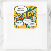 Sticker Carré Comic Book Pop Art Birth Stats Personnalisé (Sac)