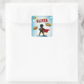 Sticker Carré Comic Style Superhero Boy's Name Birthday (Sac)