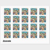 Sticker Carré Comics rétros (Feuille)