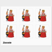 Sticker Carré Commandant de grill BBQ (Feuille)