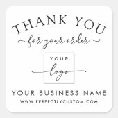 Sticker Carré Commande de logo personnalisée merci (Devant)