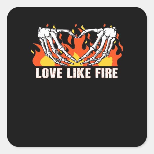 Sticker Carré Comme Classique - Skeleton Hands Heart (Devant)