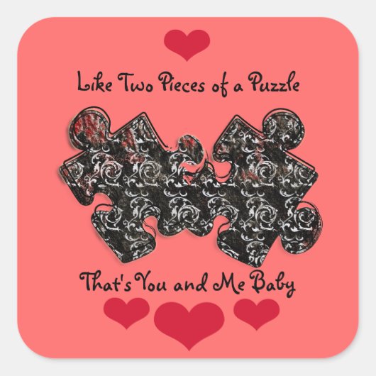 Sticker Carré Comme deux pièces d'un puzzle (Devant)