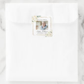 Sticker Carré commémoratif des fleurs de rose blan (Sac)