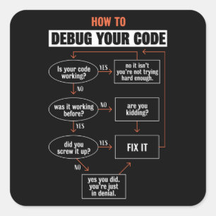 Sticker Carré Comment déboguer votre code - Programmer Cadeau