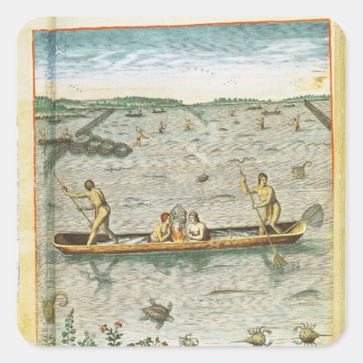 Sticker Carré Comment les Indiens attrapent leur poisson (Devant)
