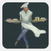 Sticker Carré Commerce alimentaire vintage, boulanger avec desse (Devant)