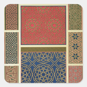 Sticker Carré Compartiments et bordures en bois, de "l'art arabe