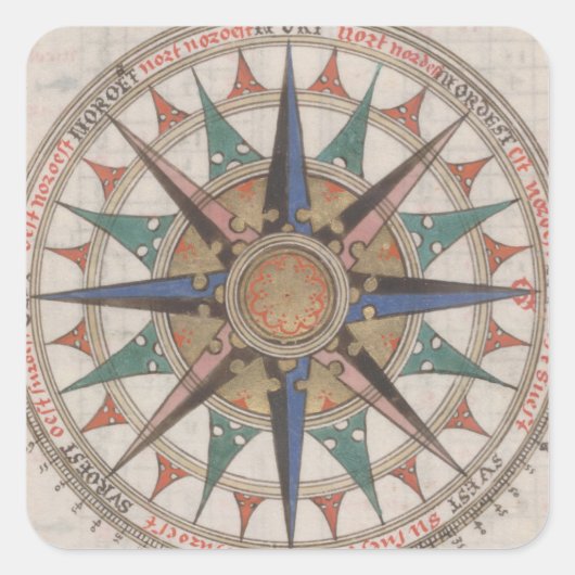 Sticker Carré Compas nautique historique (1543) (Devant)