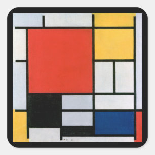 Sticker Carré Composition Abstraite Vintage par Piet Mondrian