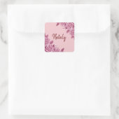 Sticker Carré Composition de fleurs roses avec nom (Sac)