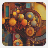 Sticker Carré Composition d'orbite mécanique Steampunk (Devant)