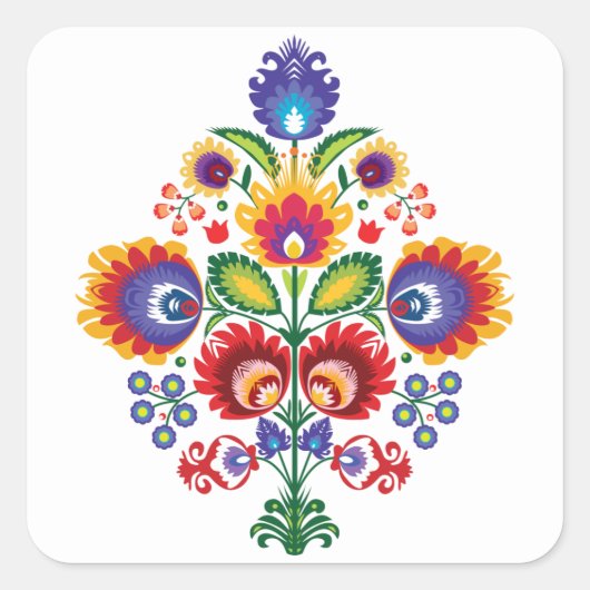 Sticker Carré Composition du folklore sur blanc (Devant)