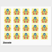Sticker Carré 💛 💚 💙 Composition folklorique (Feuille)