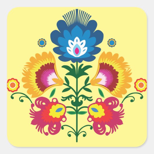 Sticker Carré 💛 💚 💙 Composition folklorique (Devant)