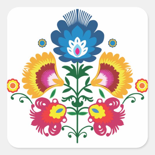 Sticker Carré 💛 💚 💙 Composition folklorique (Devant)