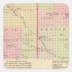 Sticker Carré Comté de Garfield et Wheeler, Nebraska