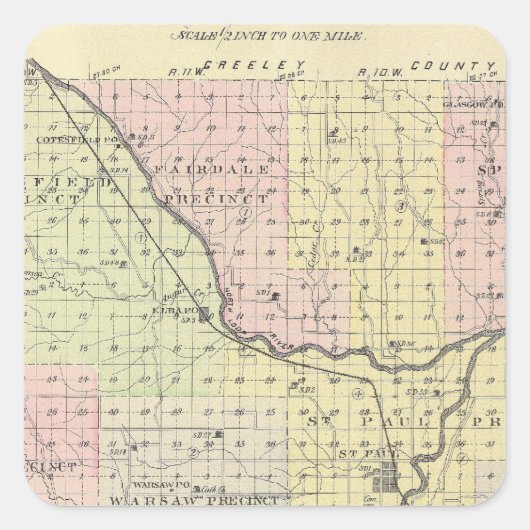 Sticker Carré Comté de Howard, Nebraska (Devant)