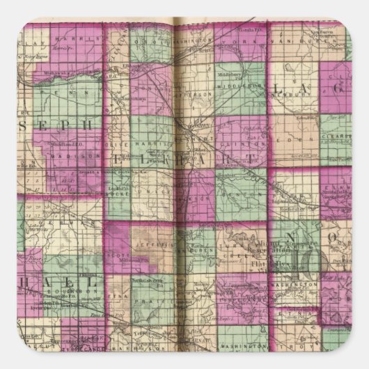 Sticker Carré Comté de La Porte et Comté de St Joseph (Devant)