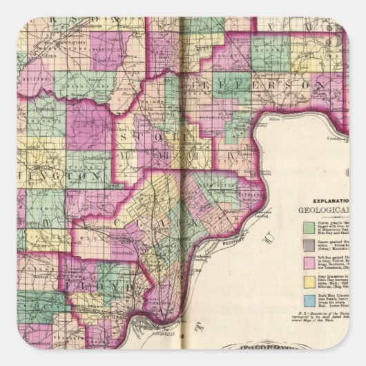 Sticker Carré Comté de Lawrence et comté de Jackson (Devant)