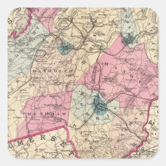 Sticker Carré Comté de Morris, NJ (Devant)