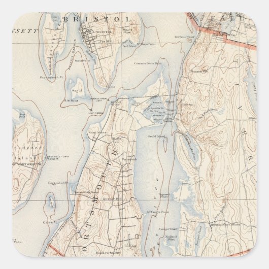 Sticker Carré Comté de Newport, Rhode Island (Devant)