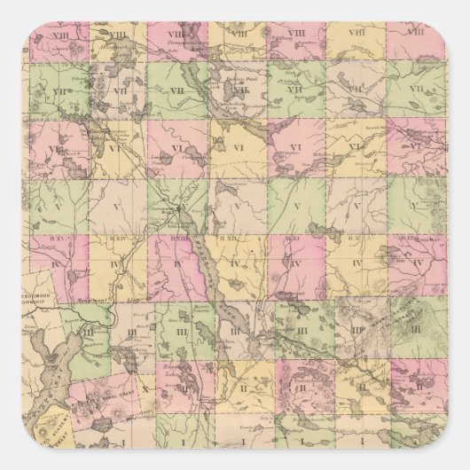 Sticker Carré Comté de Piscataquis, Maine (Devant)