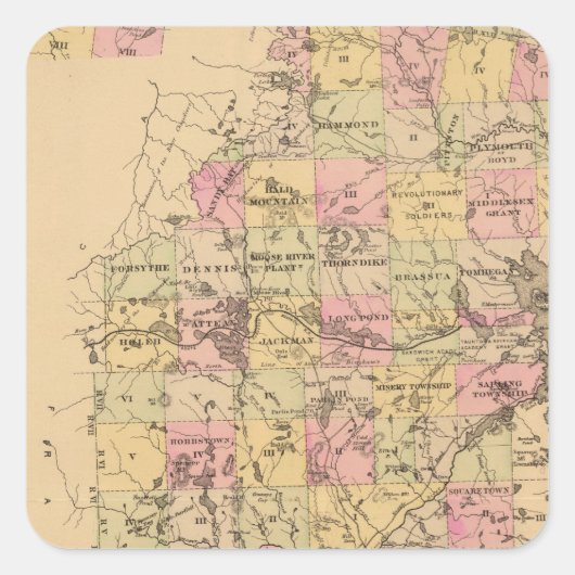 Sticker Carré Comté de Somerset, Maine (Devant)