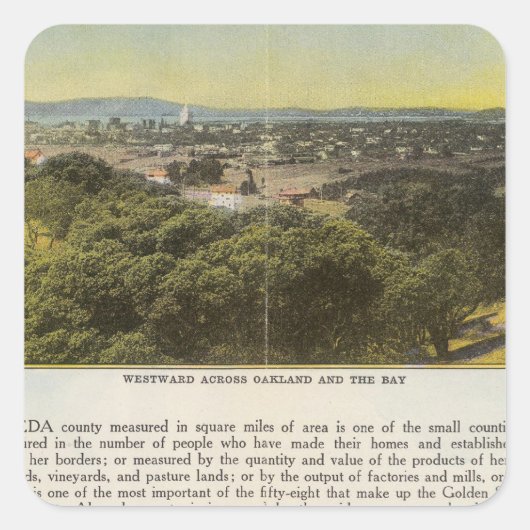 Sticker Carré Comté de Verso Alameda, Oakland et Bay (Devant)