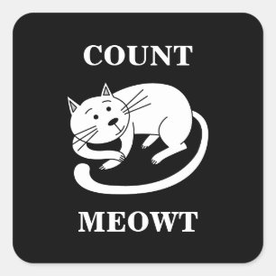 Sticker Carré Comte Meowt Kitty Funny Chat Pun