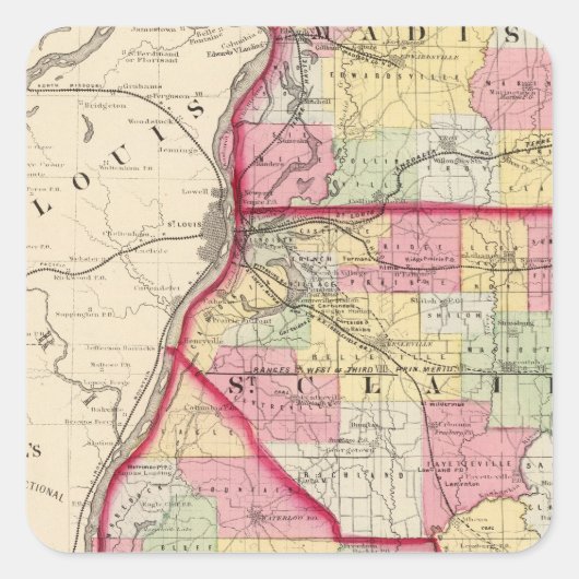 Sticker Carré Comtés de Madison, St Clair, Monroe (Devant)