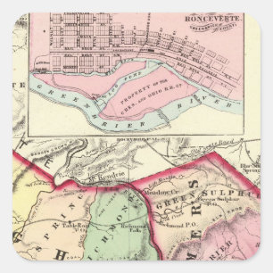 Sticker Carré Comtés de Raleigh, Mercer, Summers, Monroe