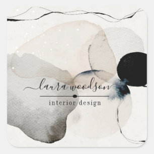 Sticker Carré Concepteur d'intérieur de formes d'aquarelle Abstr