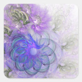 Sticker Carré Conception Abstraite de fleurs pourpre et bleu den (Devant)