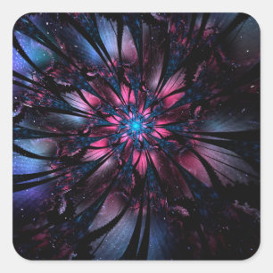 Sticker Carré Conception Abstraite des fleurs fractales.