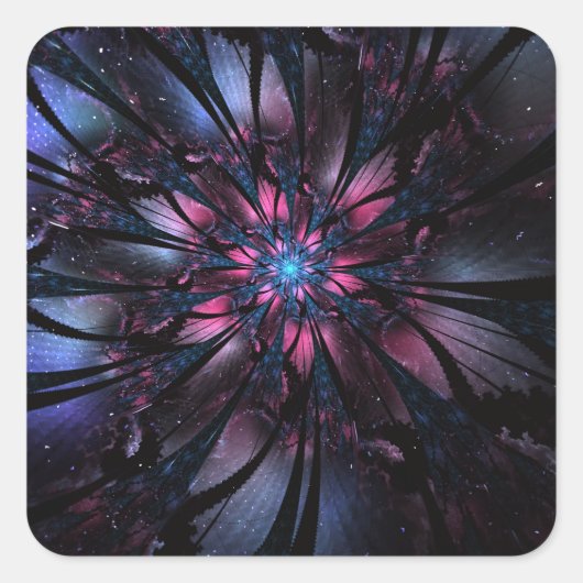 Sticker Carré Conception Abstraite des fleurs fractales. (Devant)