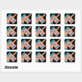 Sticker Carré Conception abstraite géométrique Turquoise, Or, Ro (Feuille)