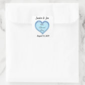 Sticker Carré Conception cardiaque Mariage bleu personnalisé (Sac)