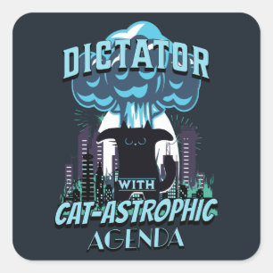 Sticker Carré Conception Catastrophique Funny Chat
