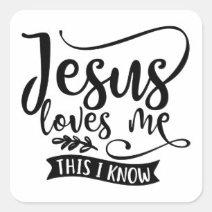 Sticker Carré Conception chrétienne Jésus m'aime