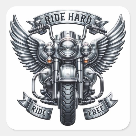 Sticker Carré Conception Classique De Vélo Avec Ailes Et Mots (Devant)