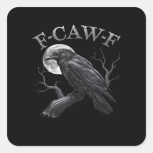 Sticker Carré Conception cool gothique de lune d'oiseau F-Caw-F
