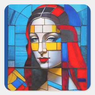 Sticker Carré Conception Cubiste Mona très moderne