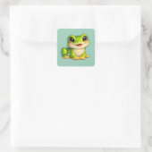 Sticker Carré Conception d'animal Kawaii de grenouille mignonne (Sac)
